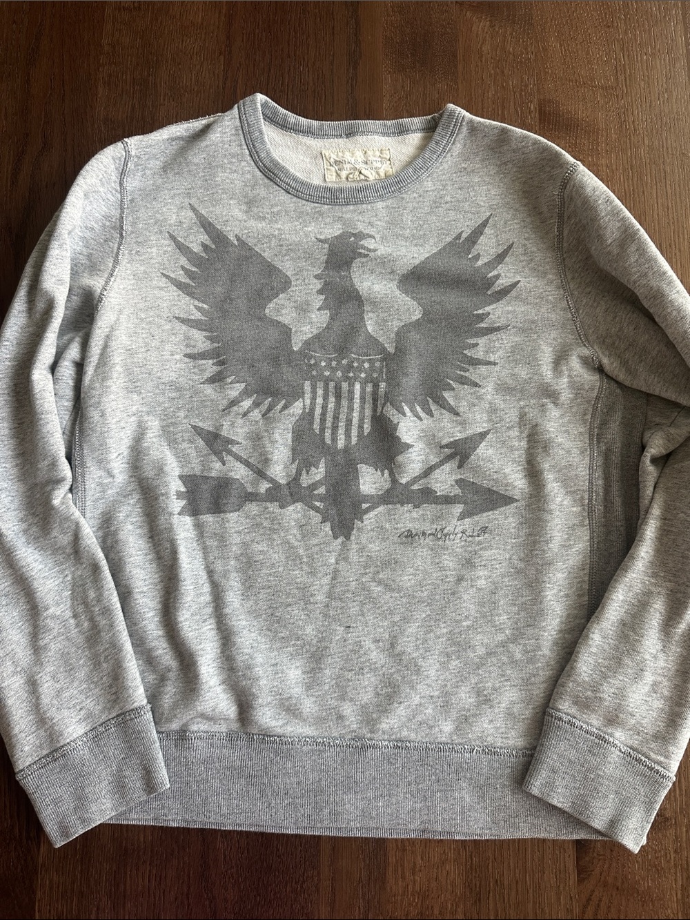 Denim & Supply Ralph Lauren Grey Eagle American Patriotic Military  Sweatshirt